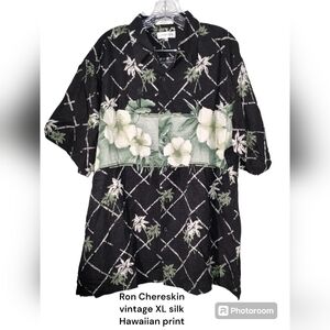 Vtg Ron Chereskin Silk Floral Hawaiian print Shirt XL